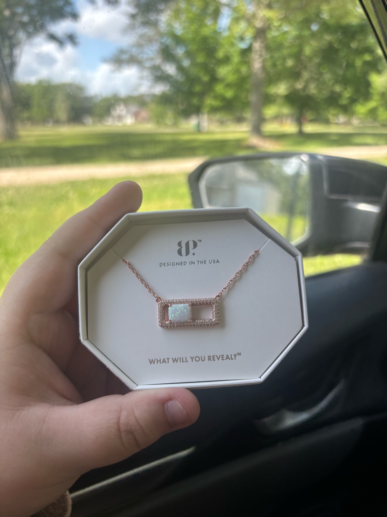 Rose Gold Rectangle Opal Pendant Necklace - Designed In The Usa 30$